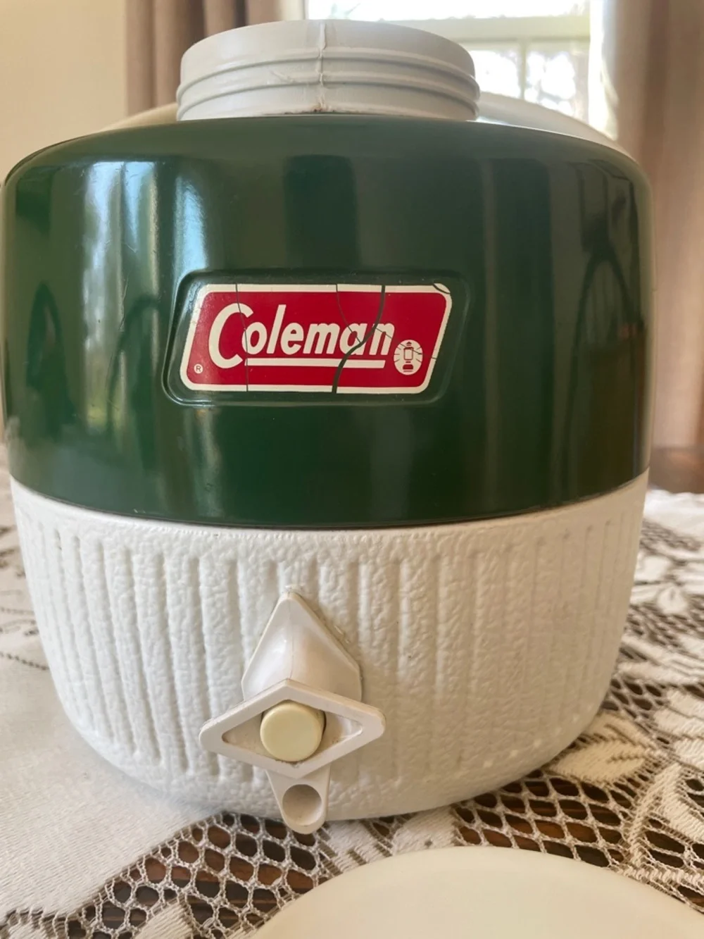 Coleman Green and White Snow Light Gallon Picnic Cooler Jug Vintage